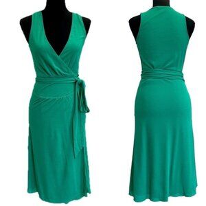 Banana Republic green sleeveless fit & flare wrap dress V neck Sz S